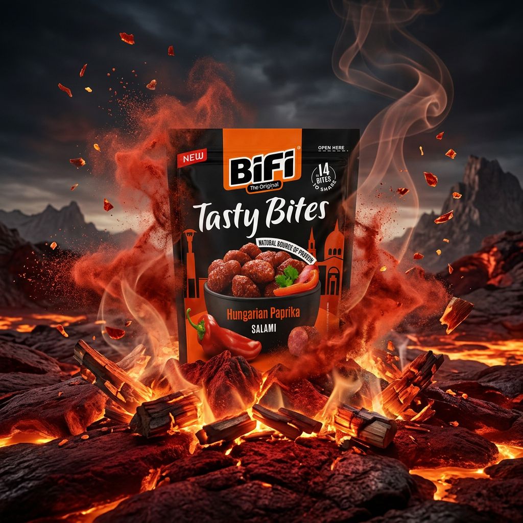 BiFi Tasty Bites Salami Paprika Hongrois, snack carné fumé en bouchées, origine Allemagne, disponible sur My American Shop