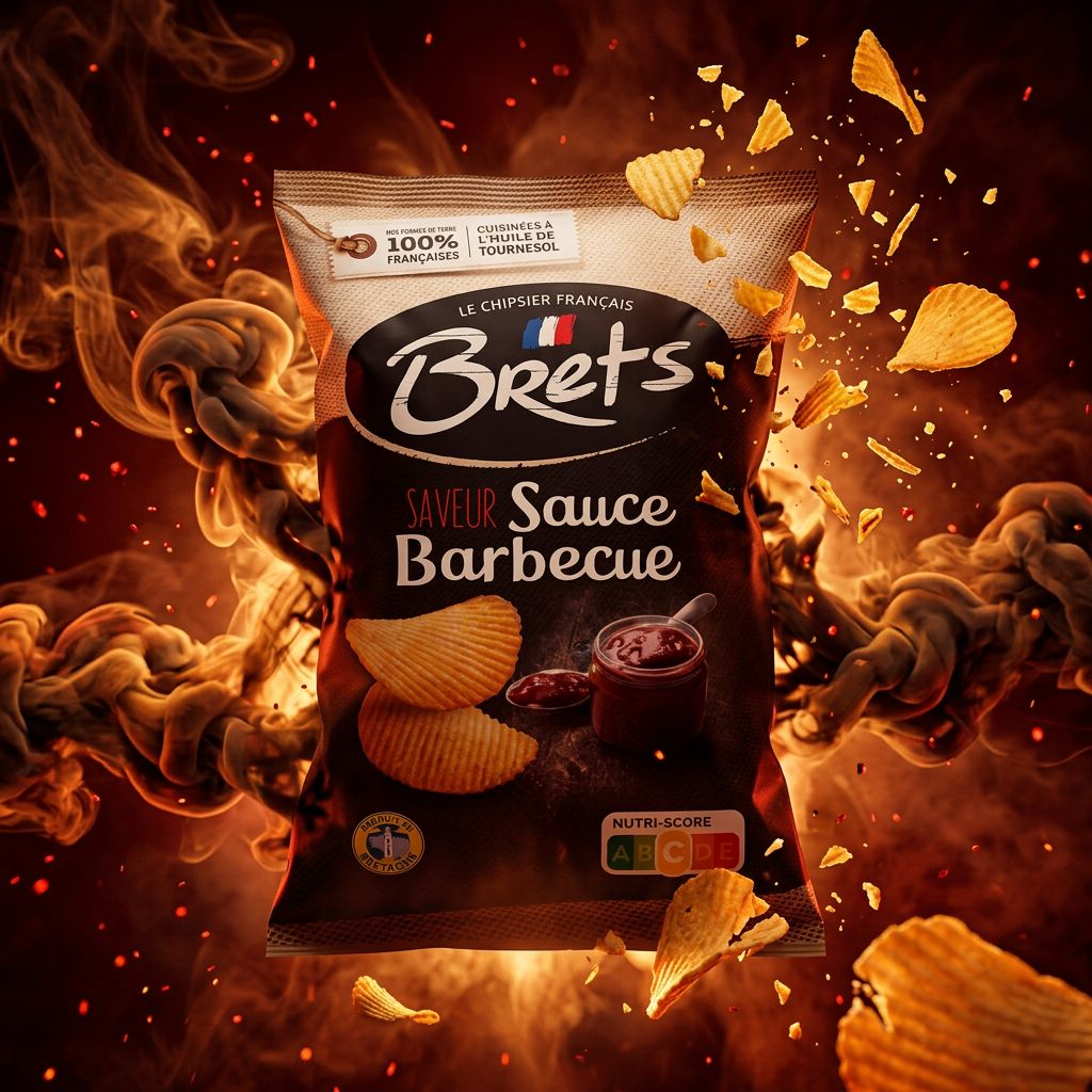 Chips Brets Flavour Barbecue arôme fumé, format sachet, disponible sur My American Shop