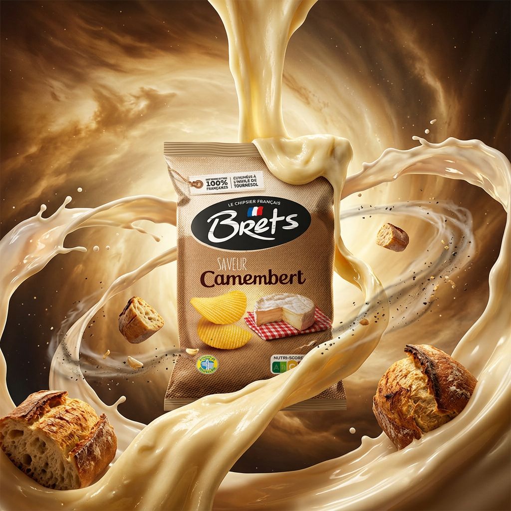 Chips Brets Flavour Camembert, saveur fromage français, snack premium origine France, disponible sur My American Shop
