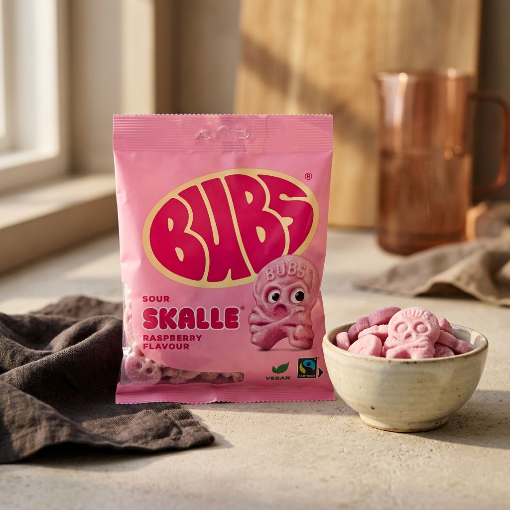 Bubs Godis Cool Foam Skulls Raspberry