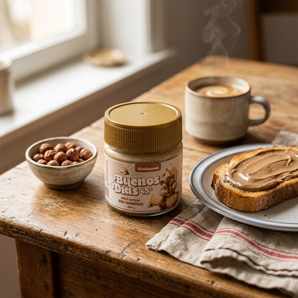 Buenos Dias Hazelnut Cream, pâte à tartiner noisette vanille importée, disponible sur My American Shop
