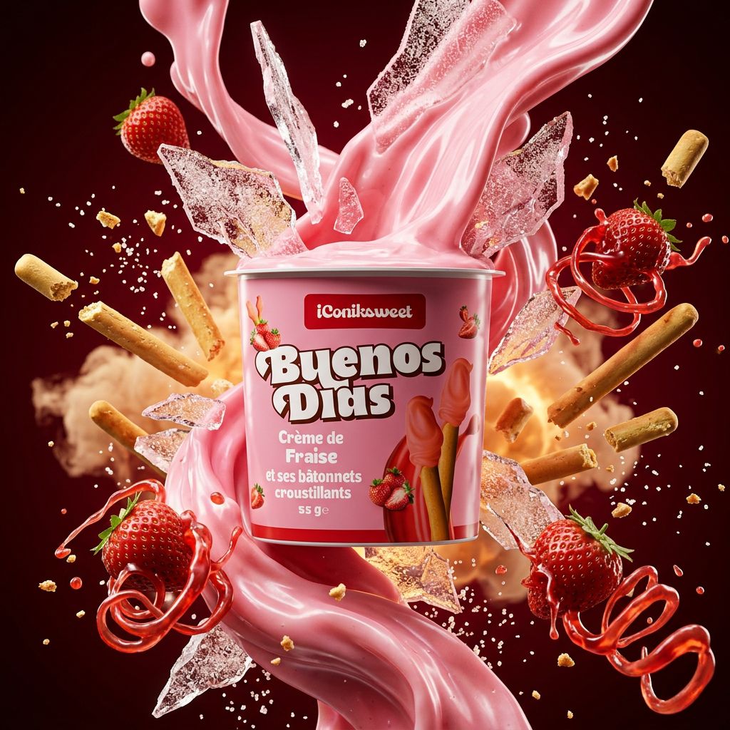 Buenos Dias Strawberry Cream Sticks, gressins croustillants et crème fraise, snack à tremper, disponible sur My American Shop