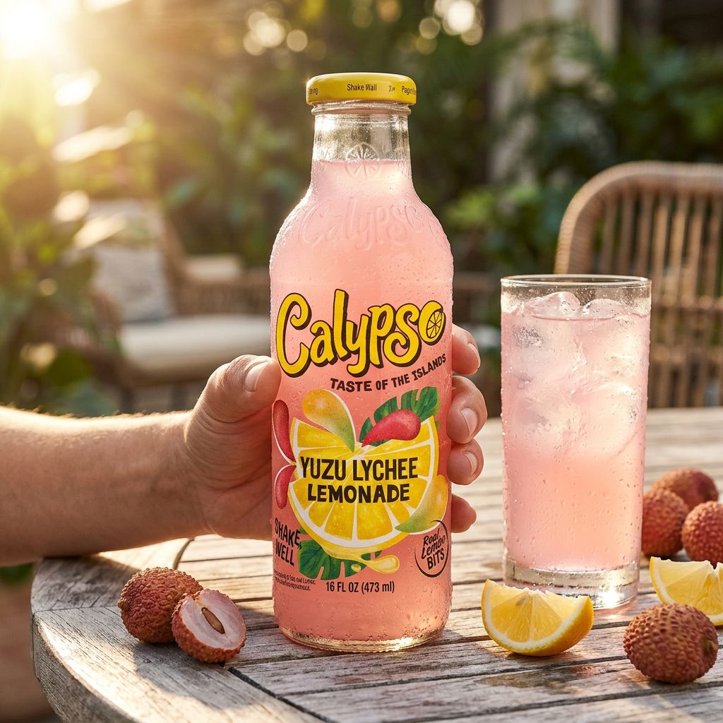 Calypso Lemonade Yuzu Lychee, limonade americaine 473ml saveur yuzu litchi citron, disponible sur My American Shop