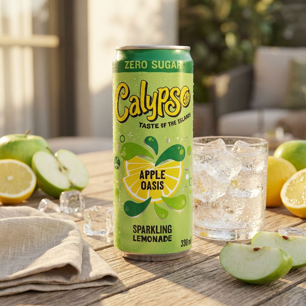 Calypso Sparkling Lemonade Apple Oasis Zero Sugar, limonade pétillante américaine pomme citron, disponible sur My American Shop