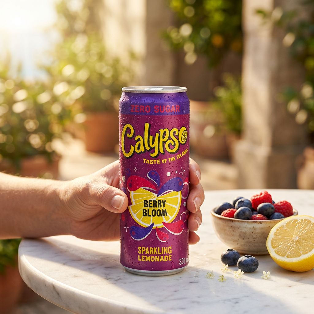 Calypso Sparkling Lemonade Berry Bloom Zero Sugar, limonade pétillante américaine fruits des bois, disponible sur My American Shop