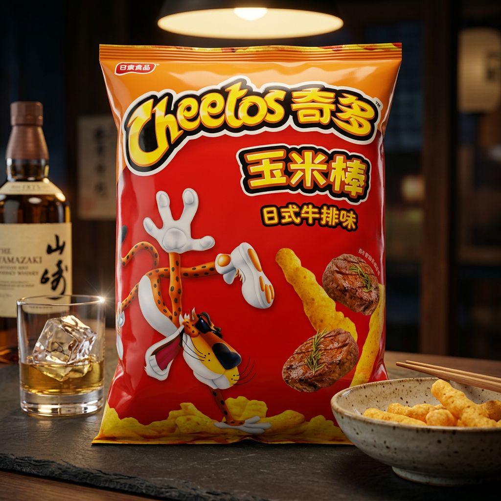 Cheetos Japanese Steak Big, chips saveur steak japonais umami format Big, importé, disponible sur My American Shop