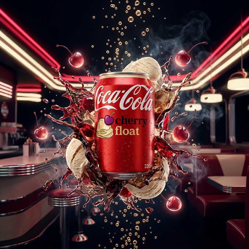 Coca Cola Cherry Float Can, soda américain cerise vanille en canette importé des USA, disponible sur My American Shop
