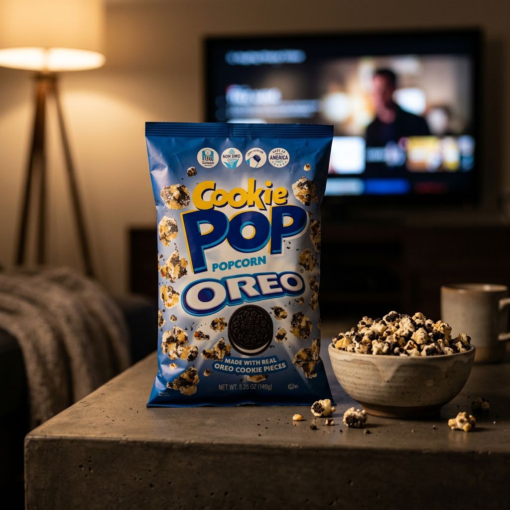 Cookie Pop Popcorn Oreo de Candy Pop, snack américain chocolat et biscuit, disponible sur My American Shop