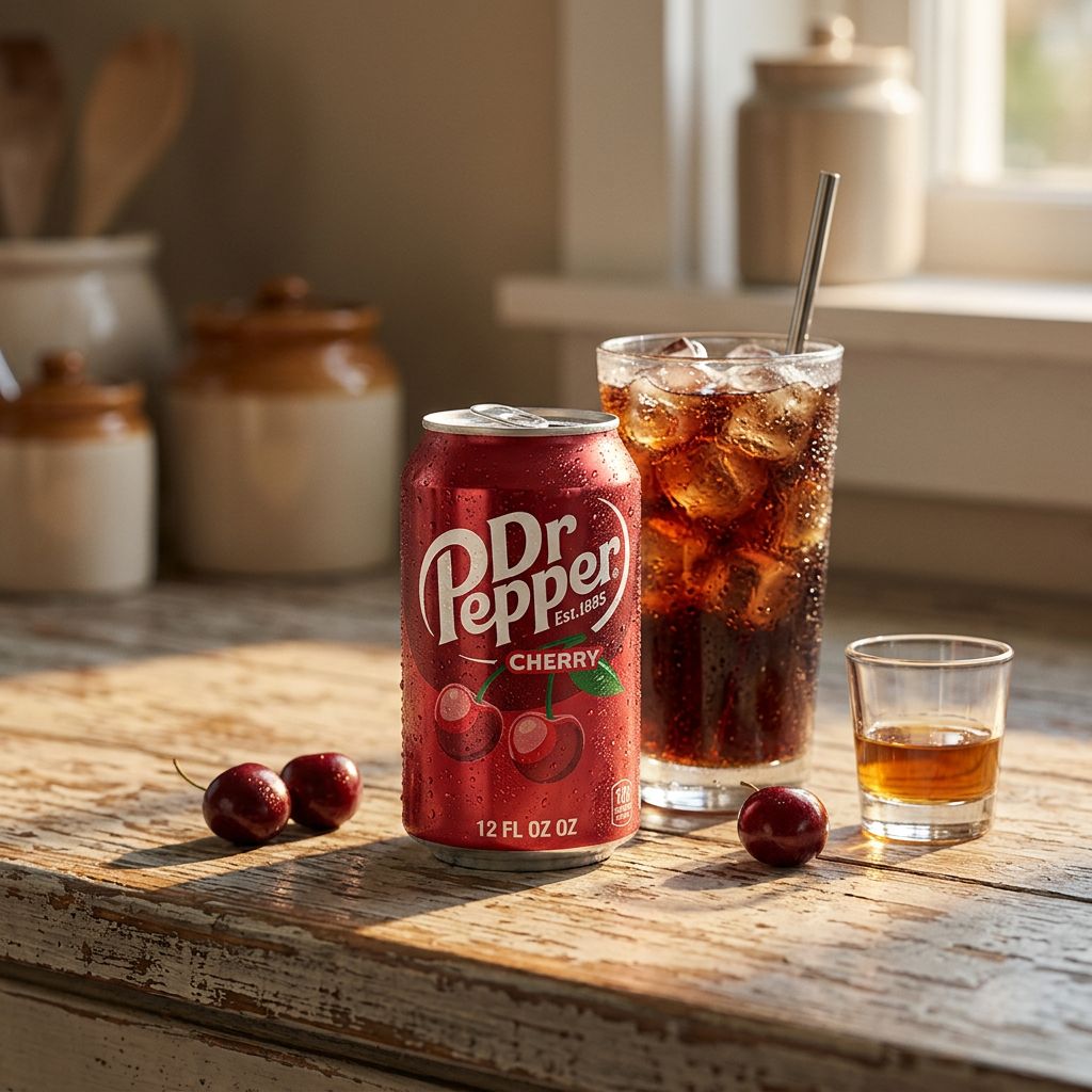 Dr Pepper Cherry, soda américain aromatisé cerise en canette 355ml, importé des États-Unis, disponible sur My American Shop