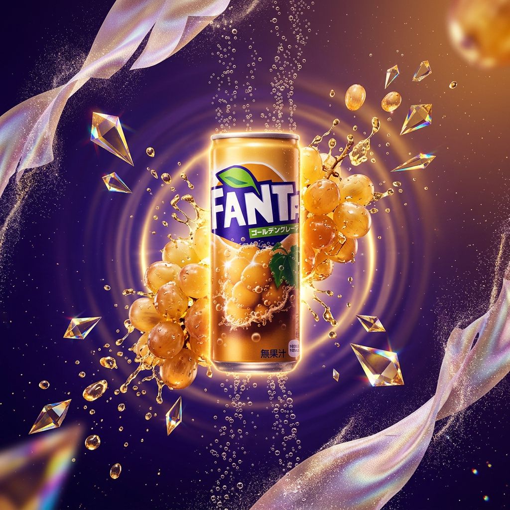 Fanta Japan Golden Grape, soda japonais raisin doré en canette, édition limitée importée, disponible sur My American Shop