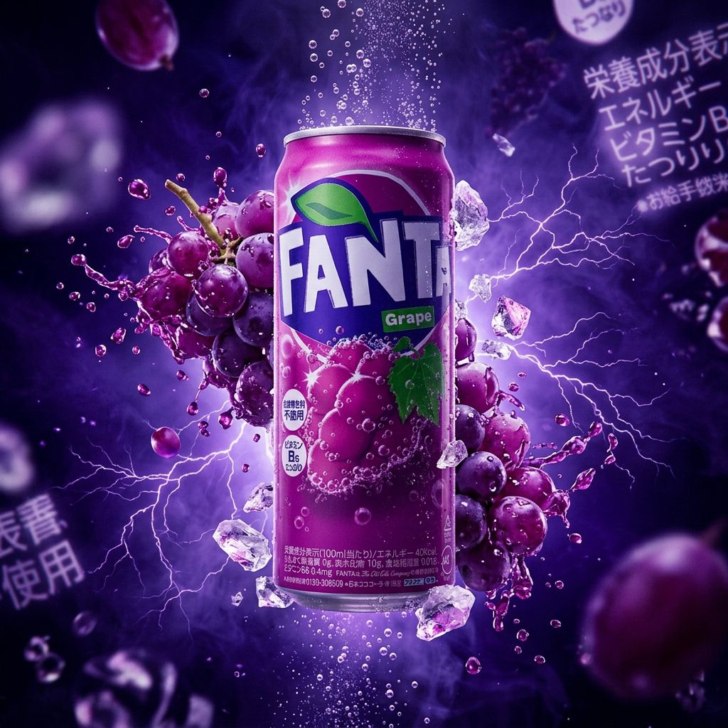 Fanta Japan Grape Big, soda raisin japonais grand format importé du Japon, disponible sur My American Shop