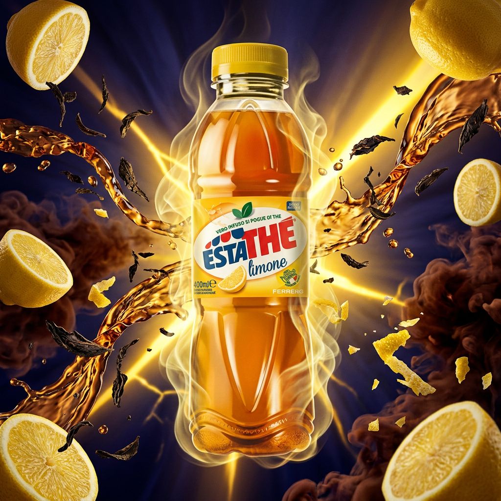 Ferrero Estathe bouteille thé glacé citron, infusion thé noir, origine Italie, disponible sur My American Shop