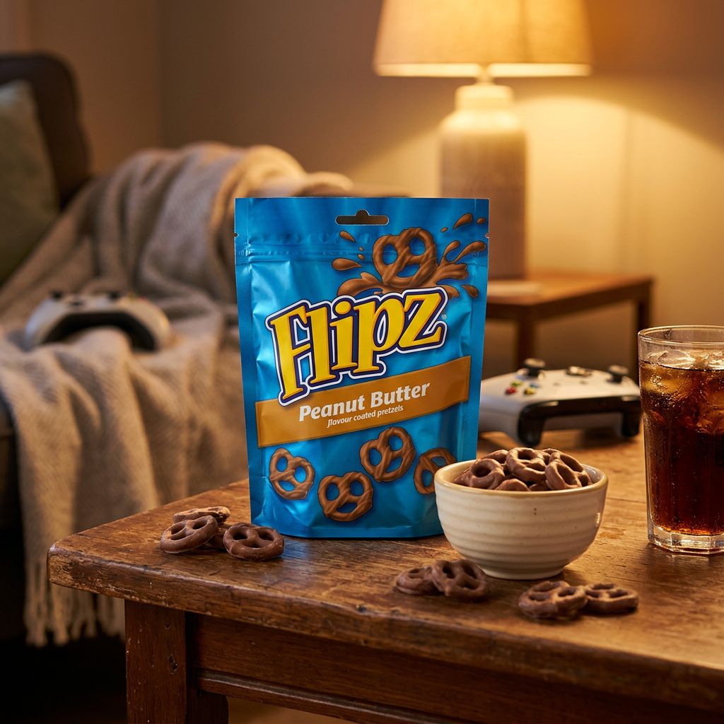 Flipz Peanut Butter, bretzels enrobés saveur beurre de cacahuète, snack américain importé, disponible sur My American Shop