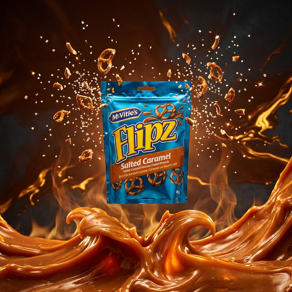 Flipz Salted Caramel, bretzels enrobés caramel salé, snack américain importé, disponible sur My American Shop