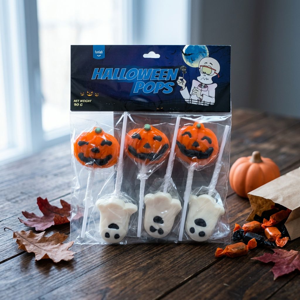 Funlab Halloween Pops, sucettes caramel arômes fruités importées des États-Unis, disponible sur My American Shop