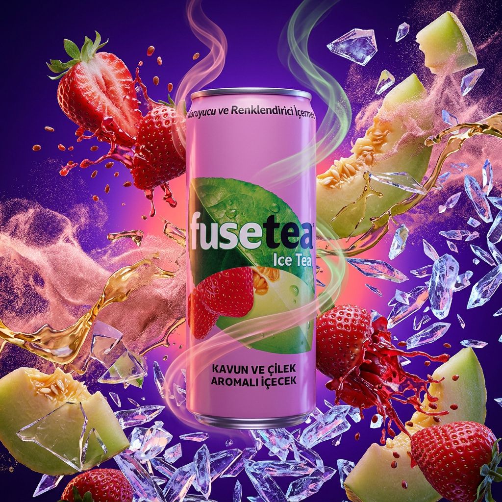 Fuze Tea Ice Tea Fraise Melon en canette, boisson glacée fruitée, disponible sur My American Shop