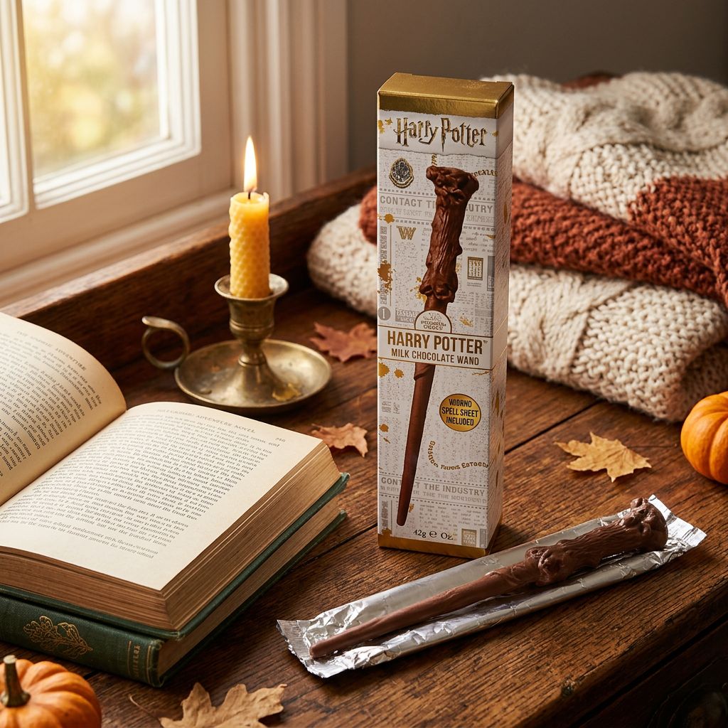 Baguette magique Harry Potter en chocolat au lait, format collector sous licence officielle, disponible sur My American Shop