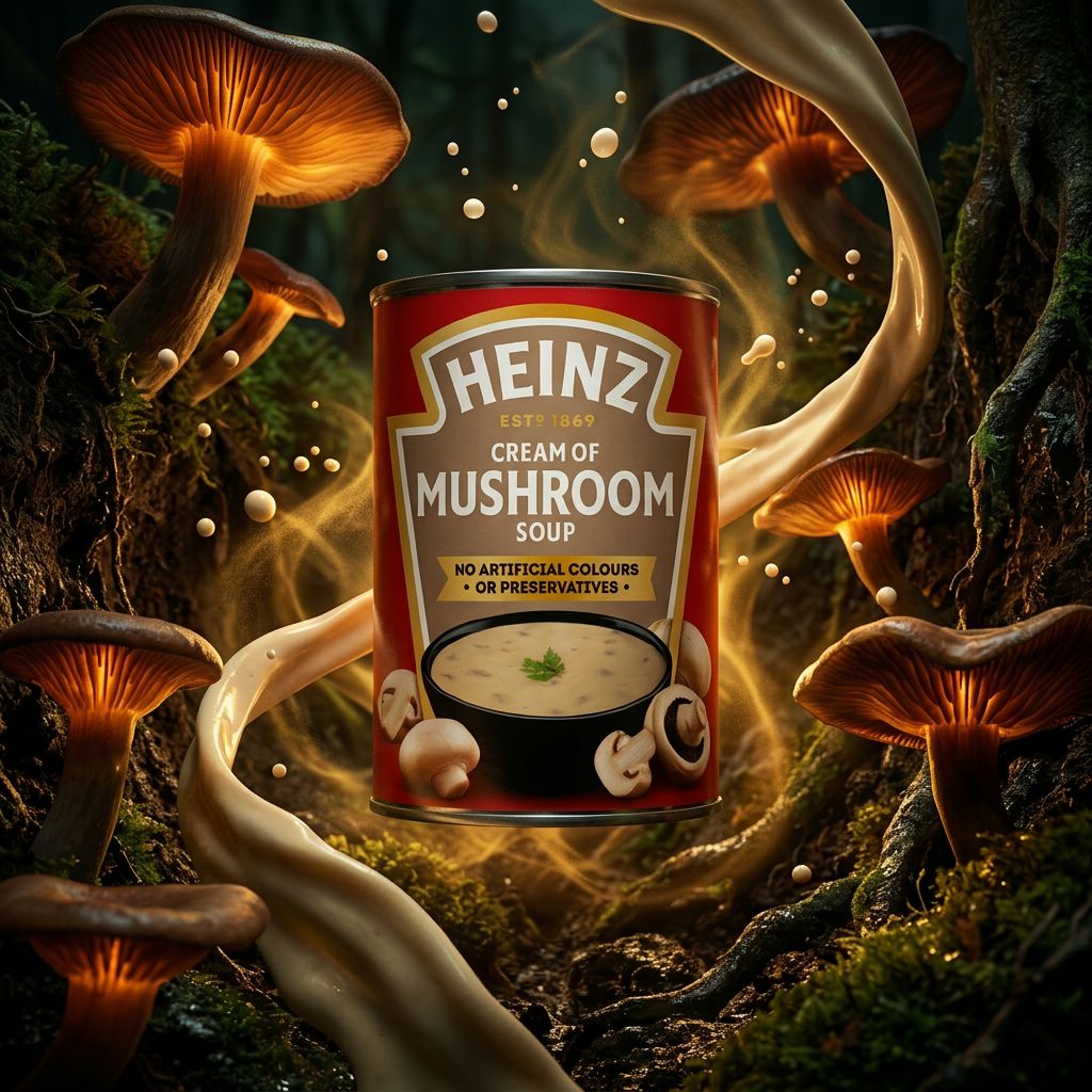 Heinz Cream of Mushroom, soupe crémeuse aux champignons en boîte, origine britannique, disponible sur My American Shop