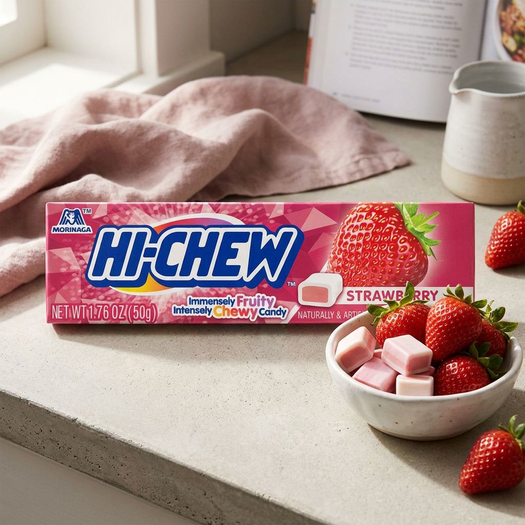 Hi-Chew Strawberry Stick, bonbon moelleux japonais goût fraise, format stick importé des USA, disponible sur My American Shop