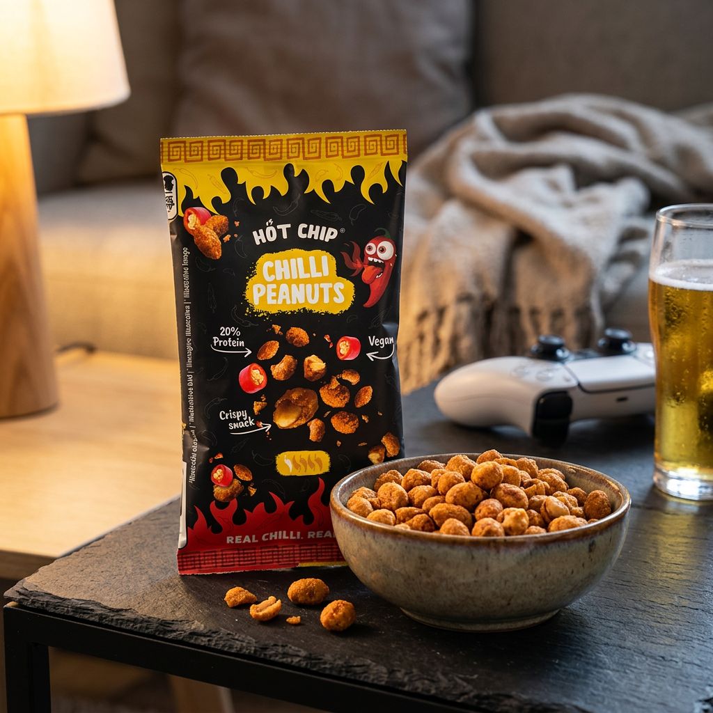 Hot Chip Peanuts Chilli, cacahuètes enrobées épicées style katjang pedis, disponible sur My American Shop