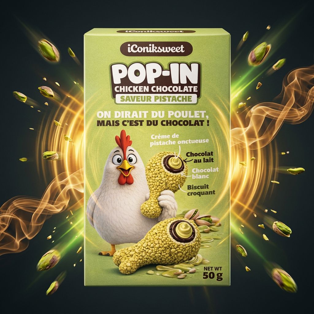 iConiksweet Pop-In Chicken Pistachio, snack américain salty-sweet importé des USA, disponible sur My American Shop