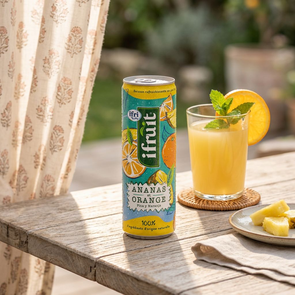 Jus Ifri Pineapple Orange saveur ananas orange mangue en bouteille, disponible sur My American Shop