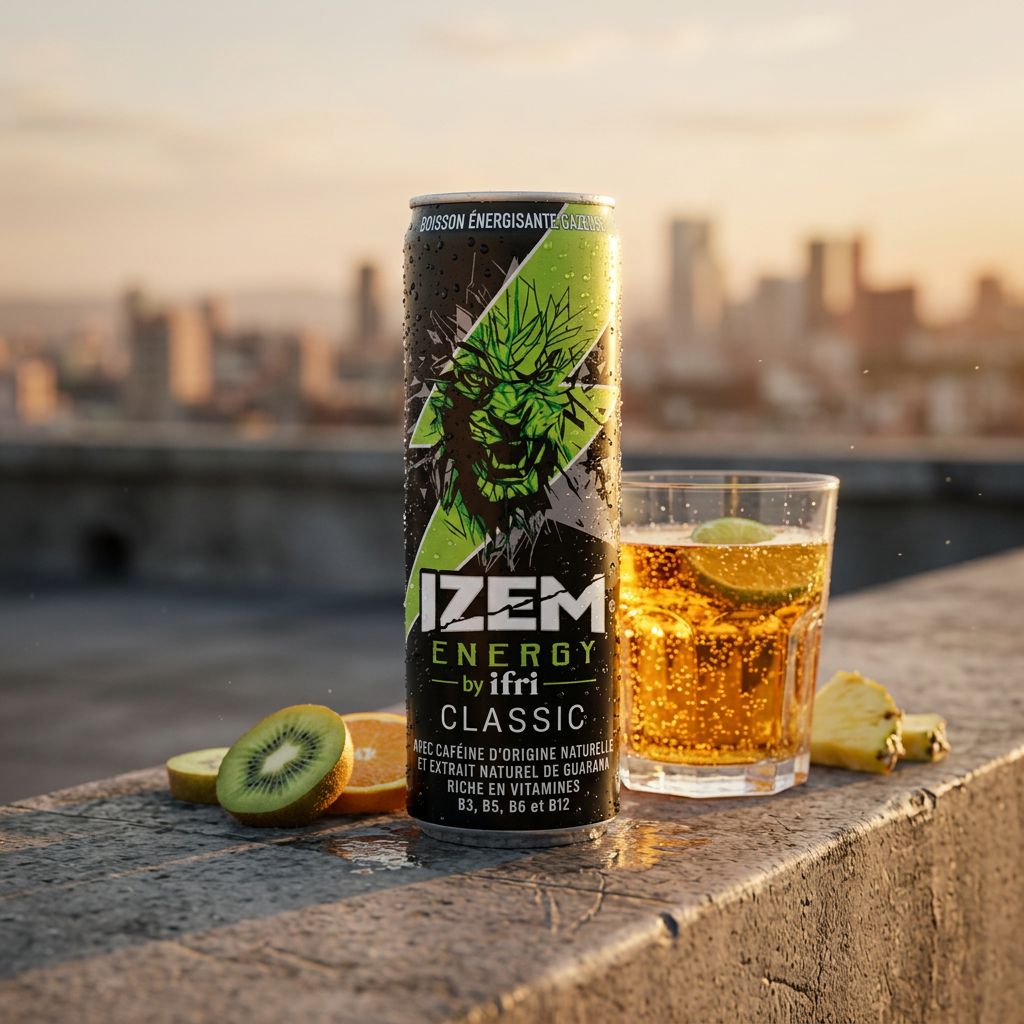 Izem Classic Can energy drink marocain saveur tutti frutti caramel 250ml, disponible sur My American Shop
