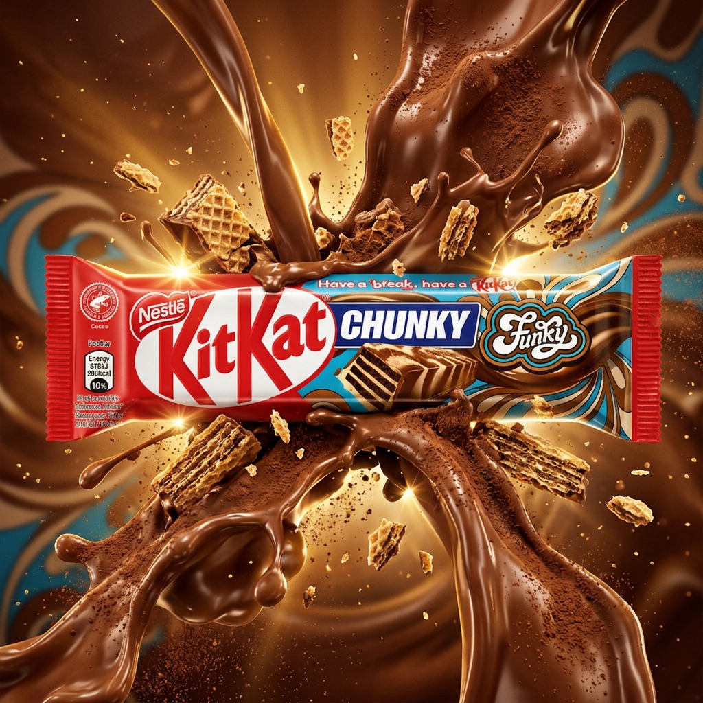 KitKat Chunky White, barre chocolatée grand format enrobée de chocolat blanc fondant avec coeur de gaufre croustillante, édition Nestlé disponible sur My American Shop, idéale pour une pause gourmande généreuse.