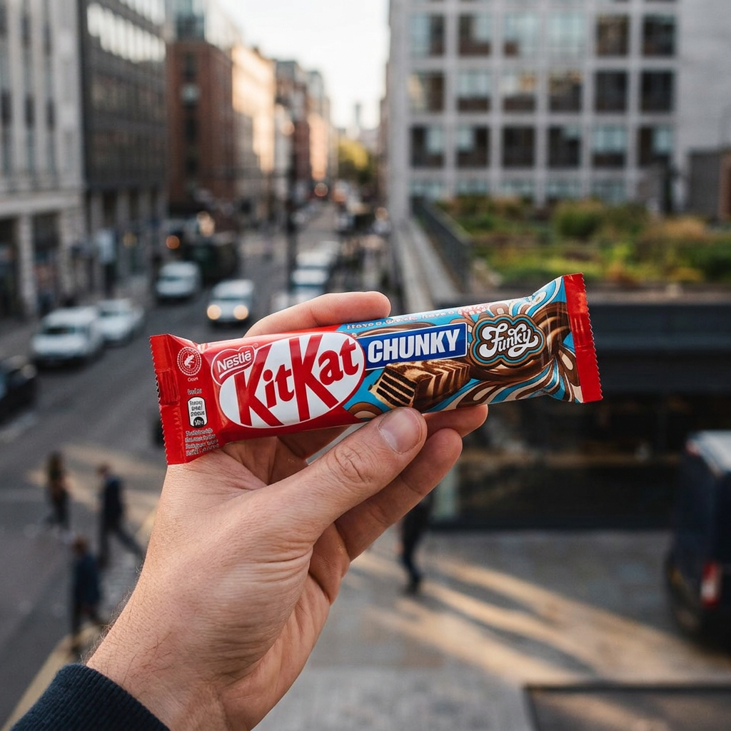 KitKat Chunky White, barre chocolatée grand format enrobée de chocolat blanc fondant avec coeur de gaufre croustillante, édition Nestlé disponible sur My American Shop, idéale pour une pause gourmande généreuse.