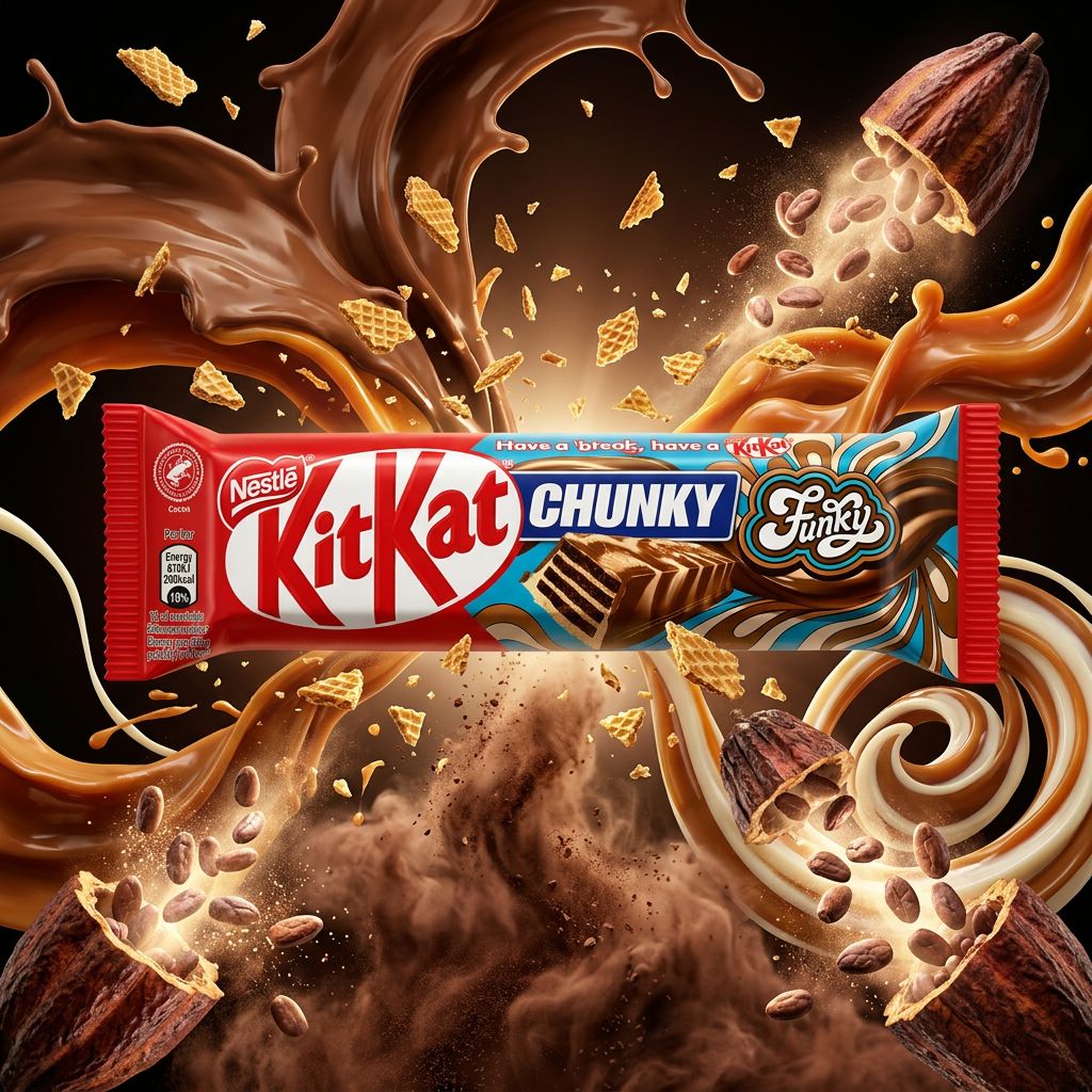 Kit Kat Chunky Funky, barre chocolat au lait et gaufrette format XXL, disponible sur My American Shop