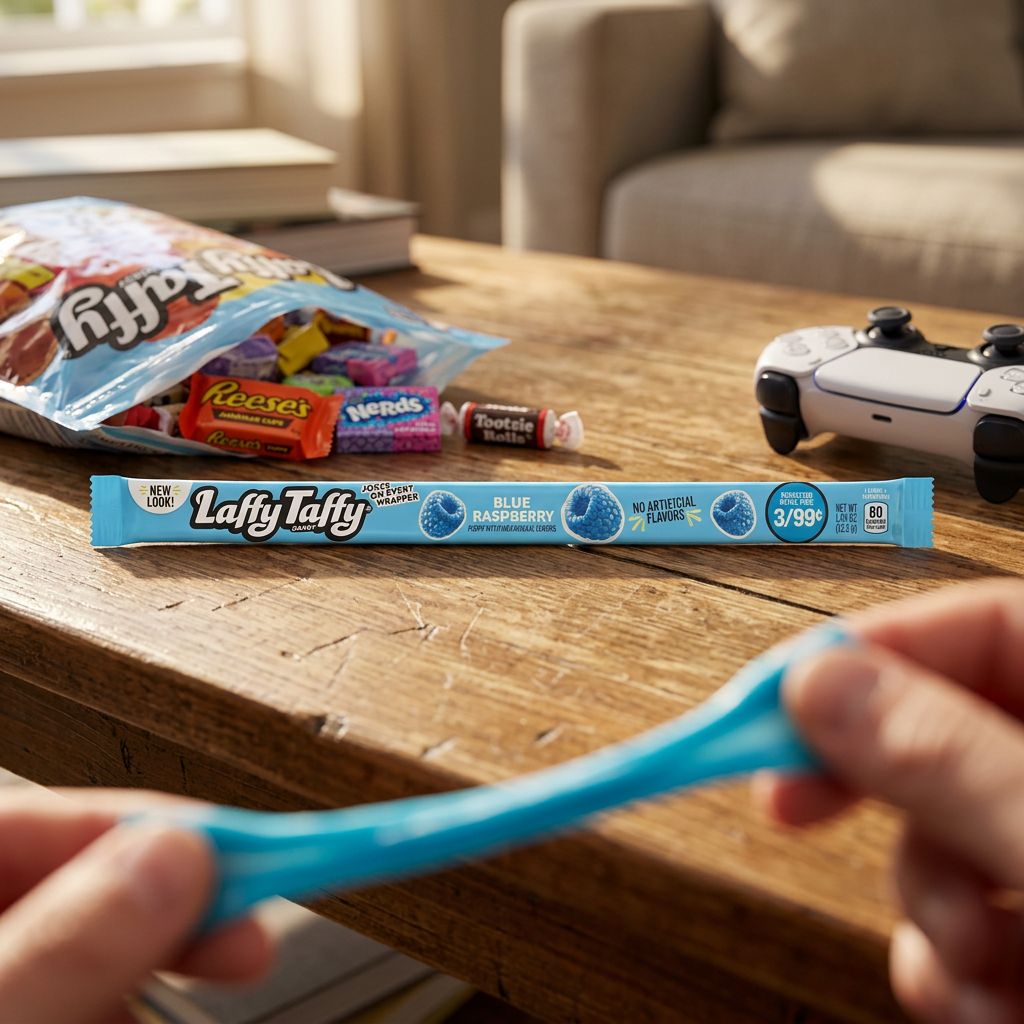 Laffy Taffy Blue Raspberry, bonbon taffy américain saveur framboise bleue importé des USA, disponible sur My American Shop