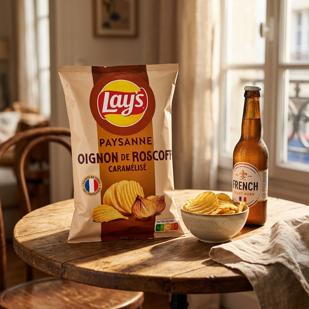 Lay's Paysanne chips oignon de Roscoff AOP caramélisé, snack fin et croustillant, disponible sur My American Shop