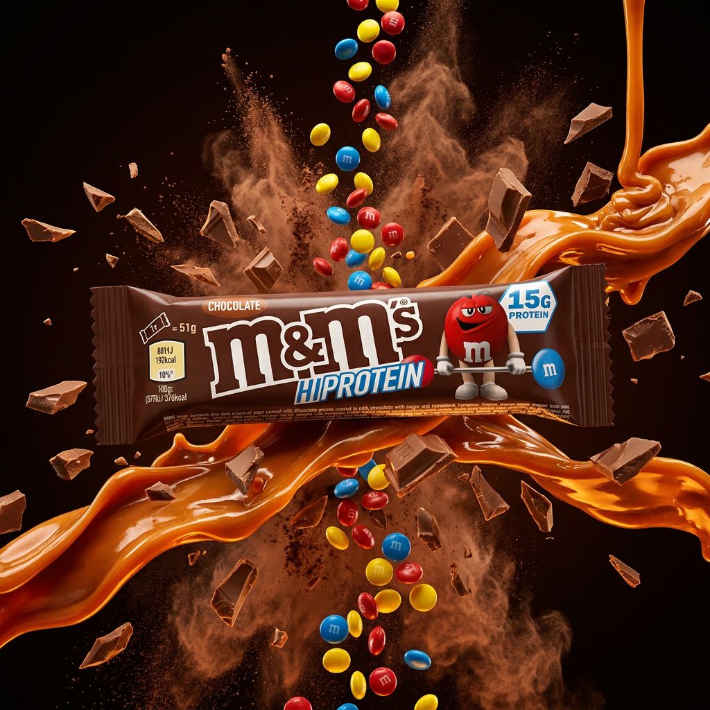 M&M's Protein Bar Chocolat, barre protéinée américaine caramel et mini M&M's, importée des USA, disponible sur My American Shop