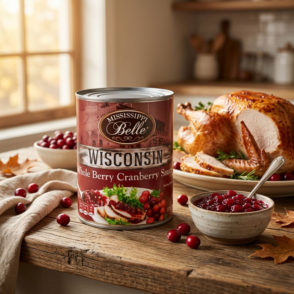 Mississippi Belle Sauce Cranberry Wisconsin Berry, conserve américaine aux canneberges entières, disponible sur My American Shop