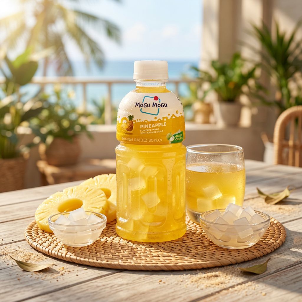 Mogu Mogu Pineapple, boisson thaïlandaise ananas avec nata de coco, 320ml, disponible sur My American Shop