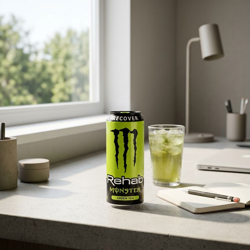Monster Energy Rehab Green Tea, canette 500ml importée des États-Unis, disponible sur My American Shop