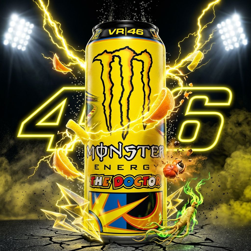 Monster Energy The Doctor Rossi, édition collector Valentino Rossi #46, agrumes, 500ml, disponible sur My American Shop