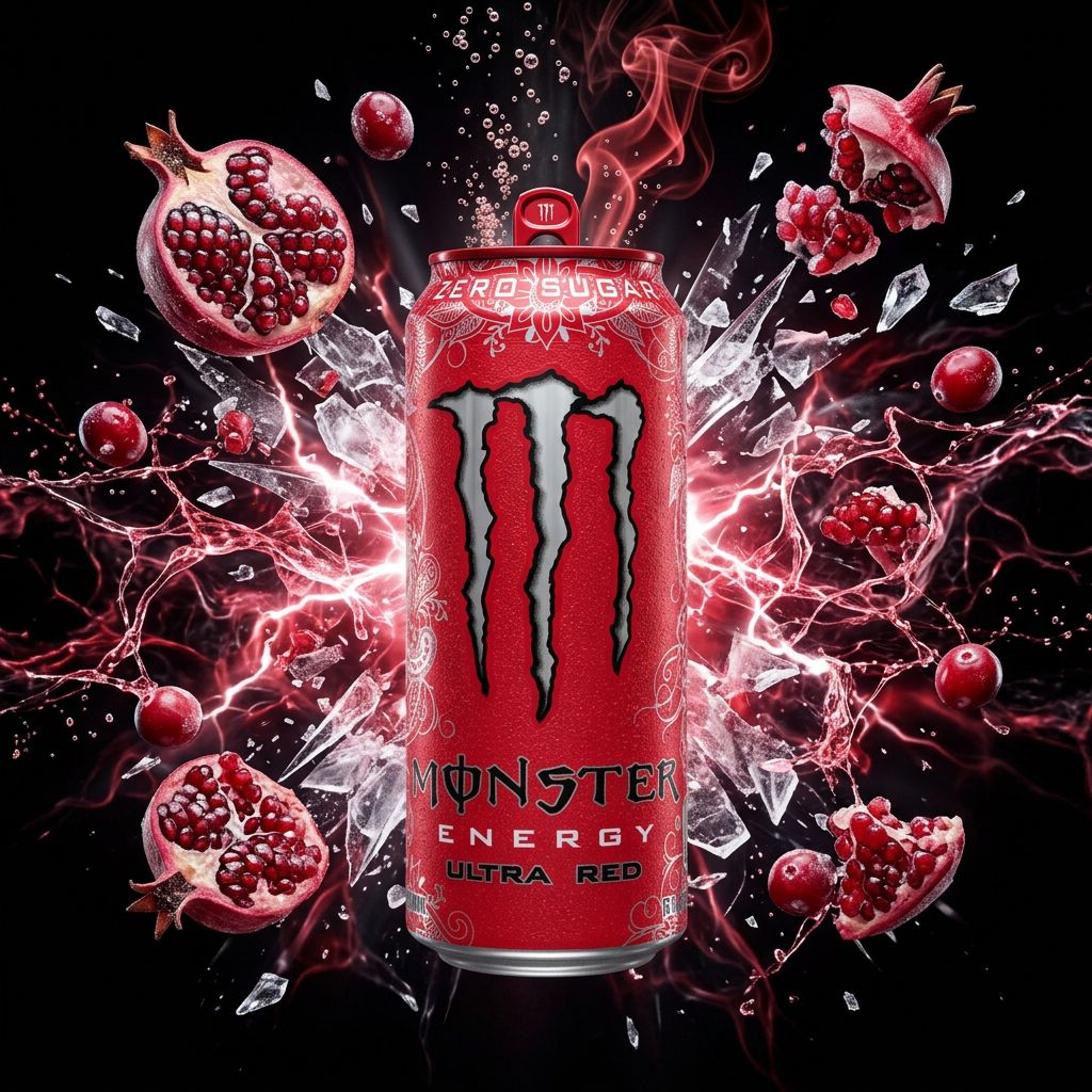 Monster Energy Ultra Red 500ml, boisson énergisante zéro sucre fruits rouges, importée des USA, disponible sur My American Shop