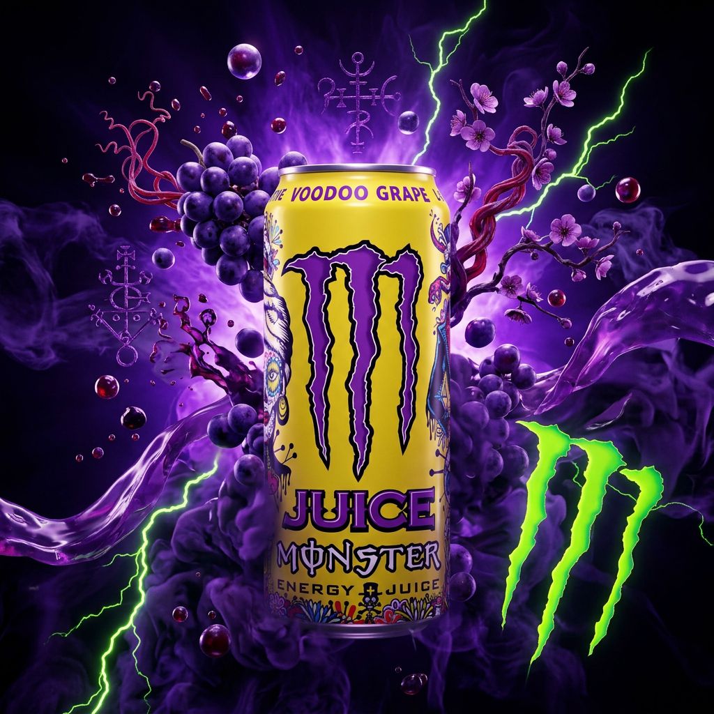Monster Energy Voodoo Grape, canette US 2026 saveur raisin concord et prune, disponible sur My American Shop