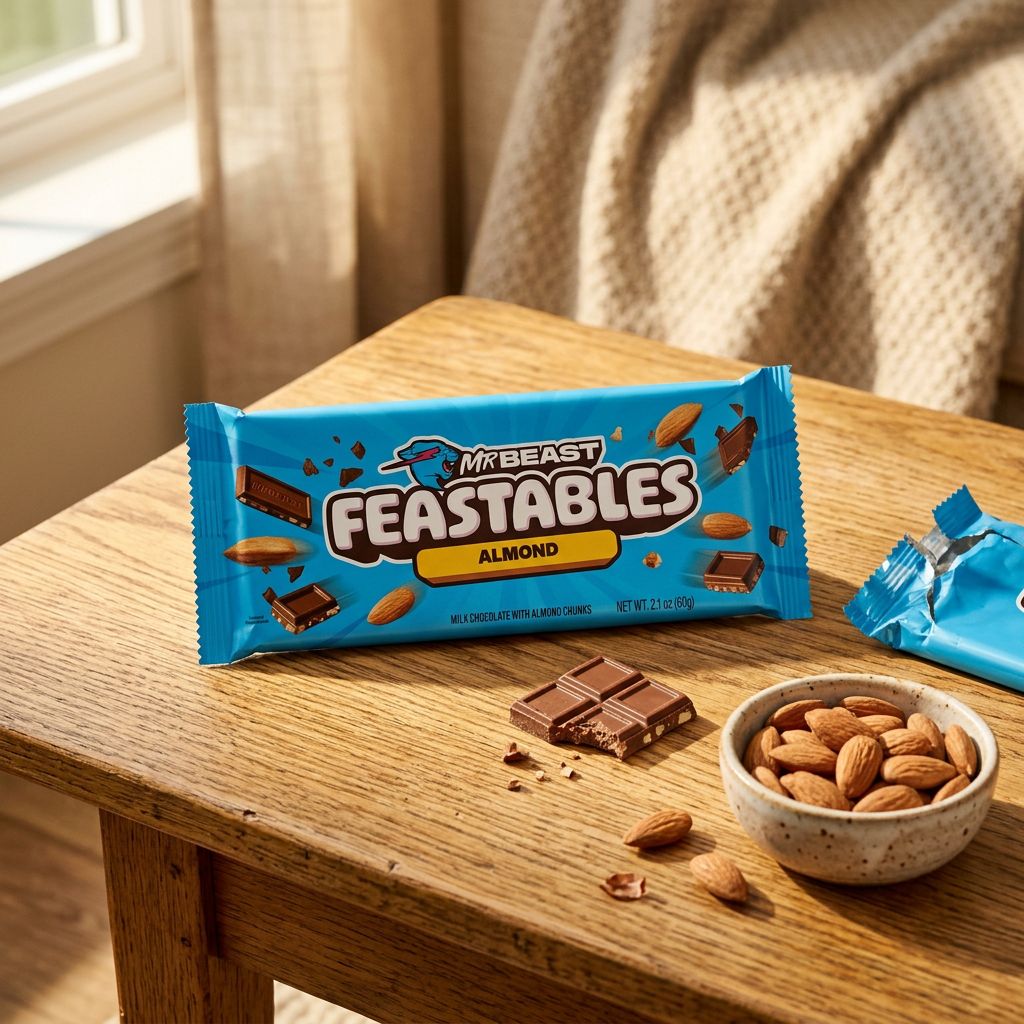 Feastables MrBeast Chocolate Almond, barre chocolat lait amandes importée des USA, disponible sur My American Shop