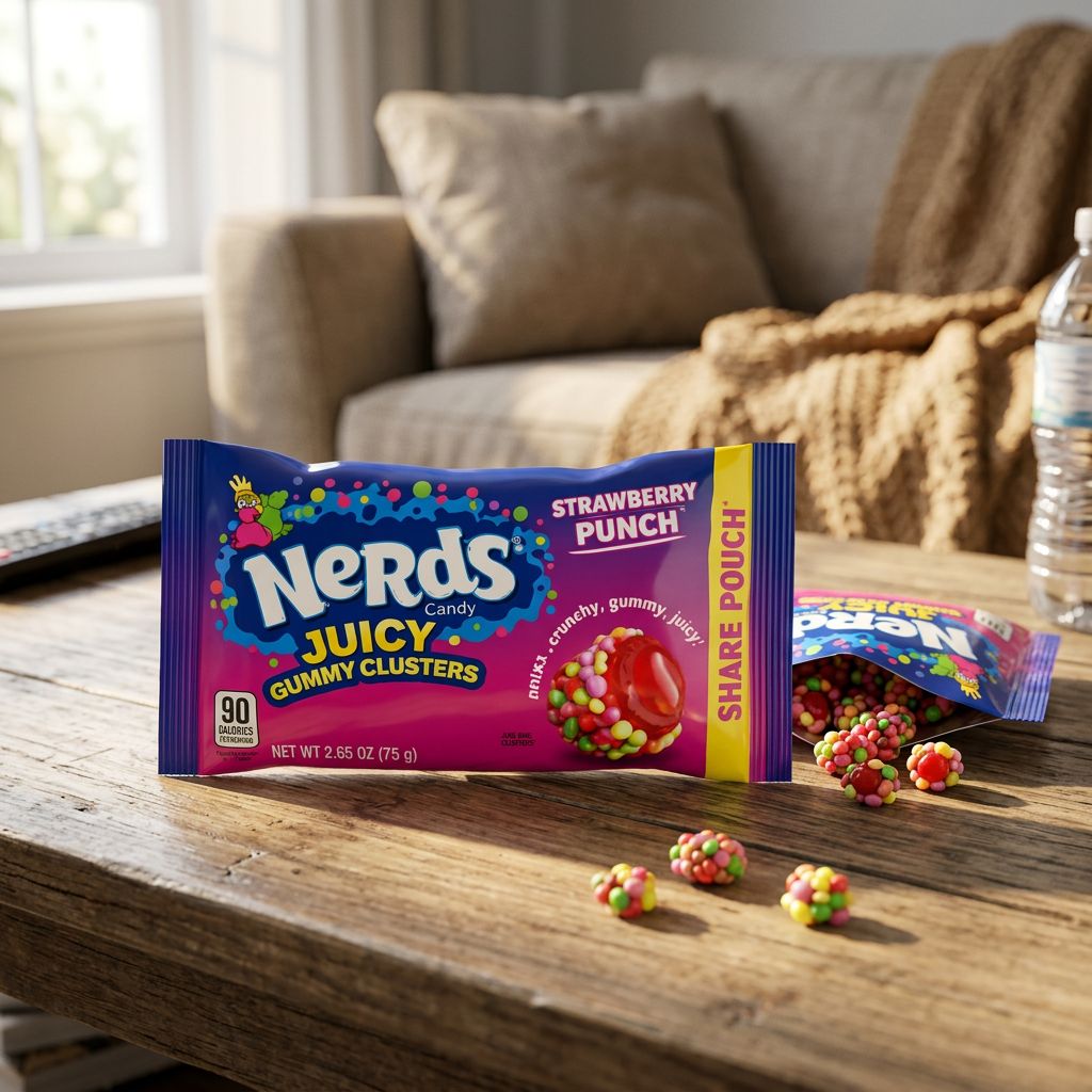 Nerds Gummy Clusters Strawberry Punch, bonbons US gummies enrobés de Nerds croquants, disponible sur My American Shop