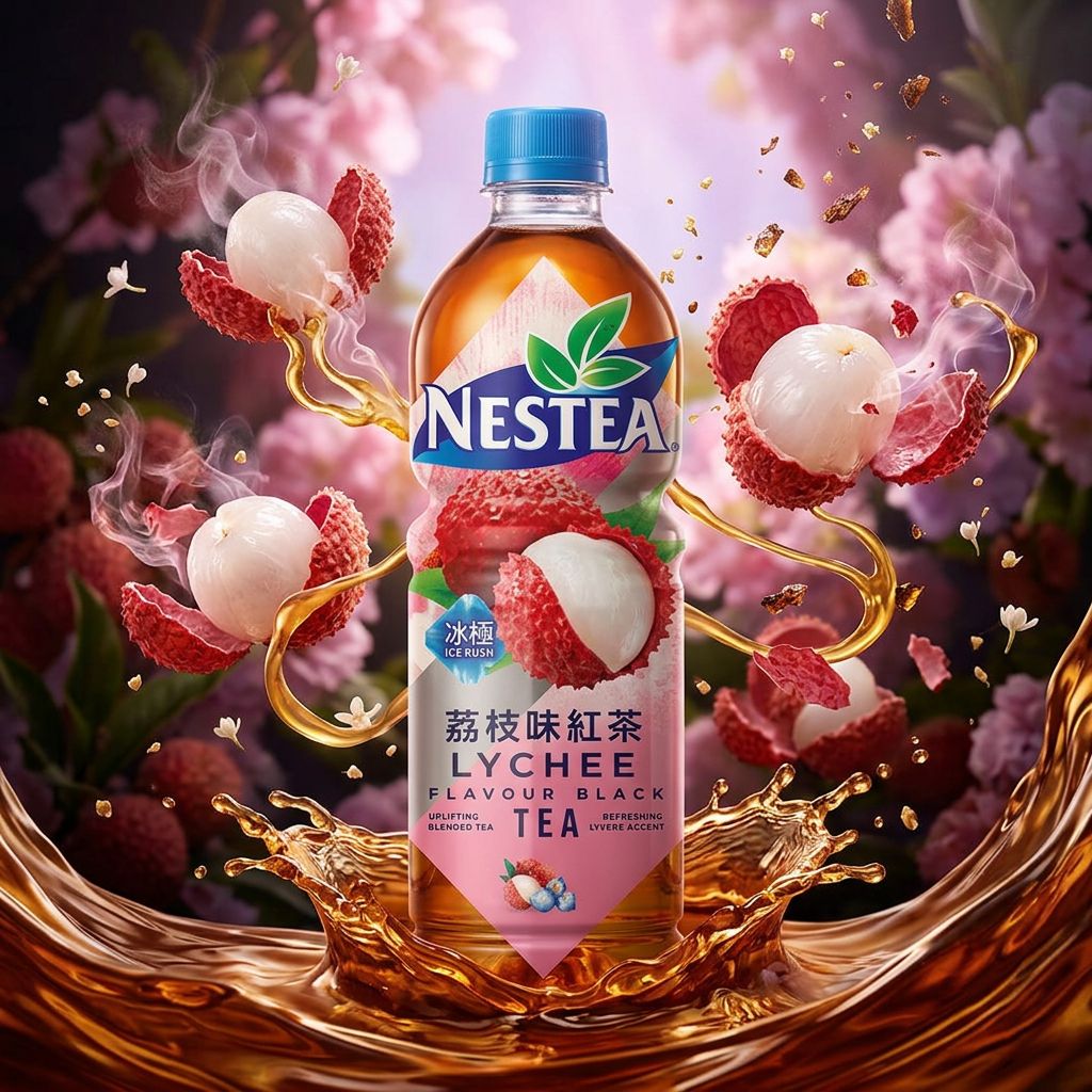 Nestea Ice Rush Lychee Black Tea, thé glacé litchi et miel format importé, disponible sur My American Shop