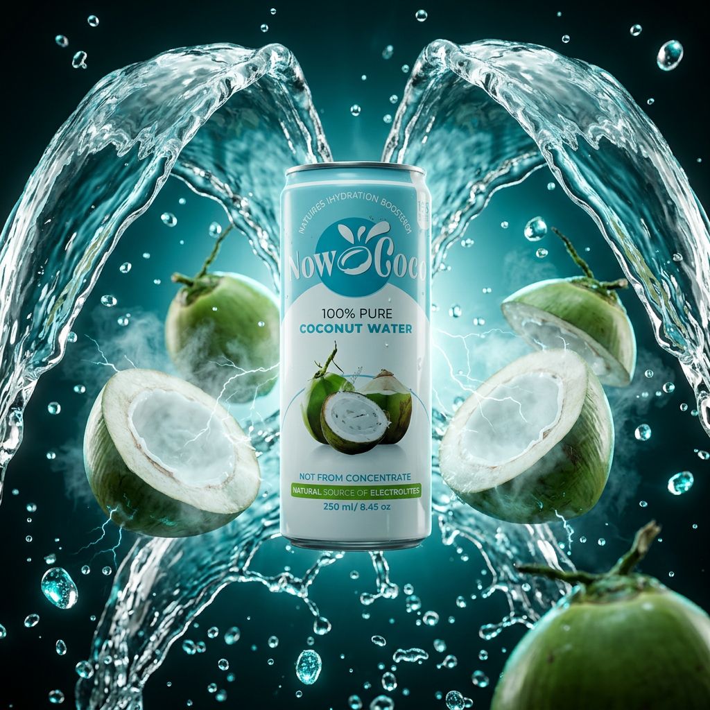 Now Coco Pure Coconut Water, eau de coco naturelle sans additifs, format canette, disponible sur My American Shop