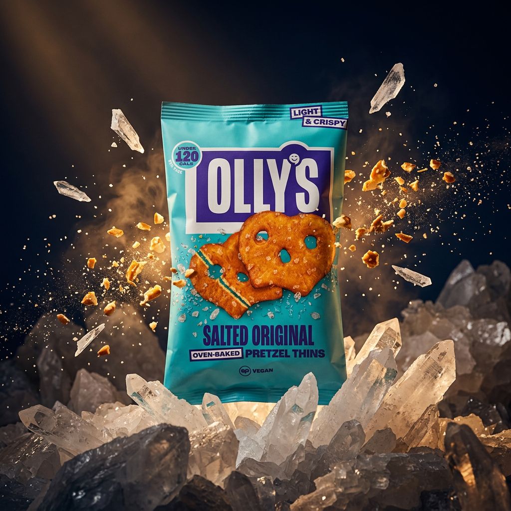 Olly's Pretzel Thins Salted Original format Small, snack vegan croustillant britannique, disponible sur My American Shop