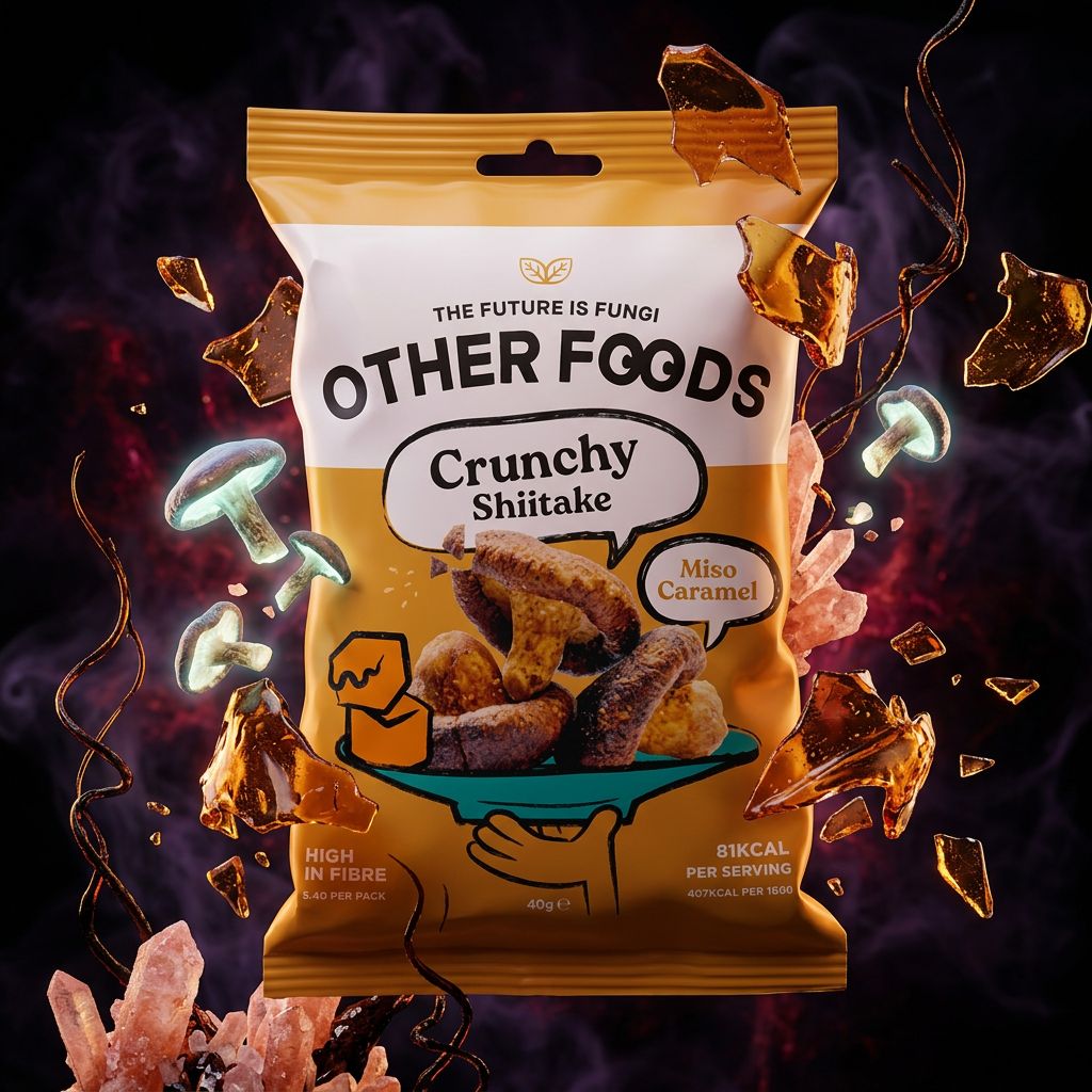 Other Foods Crunchy Shiitake Crisps saveur Miso Caramel, snack vegan croustillant, disponible sur My American Shop