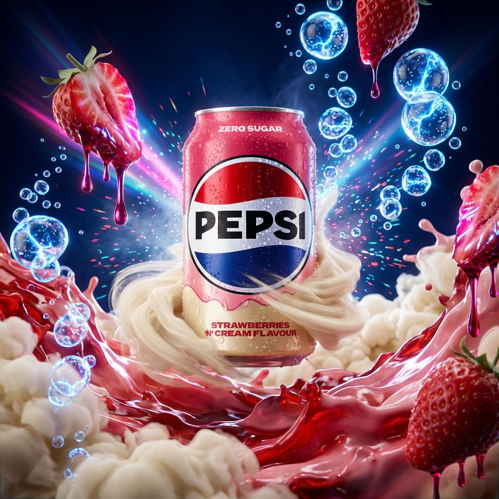 Pepsi Zero Sugar Strawberry & Cream, soda américain fraise et crème sans sucre en canette, disponible sur My American Shop