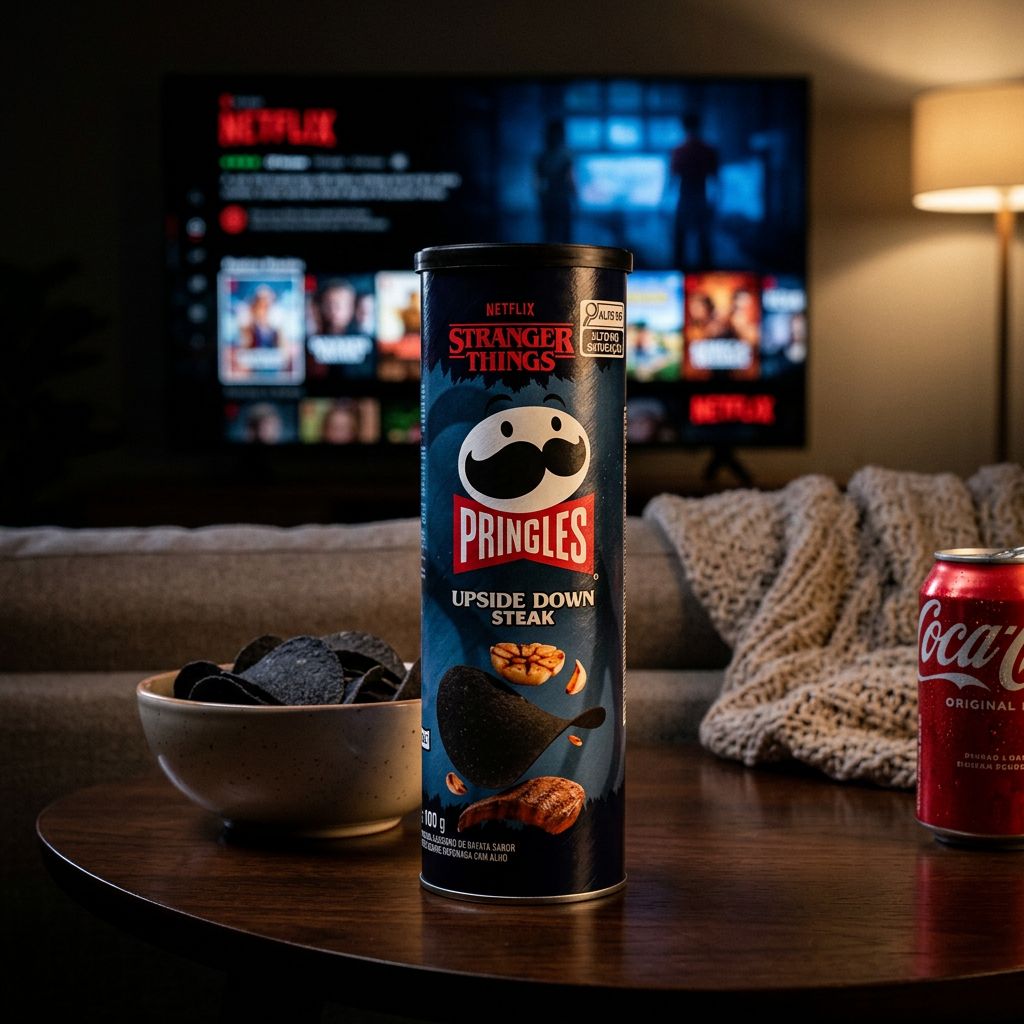 Pringles Stranger Things Upside Down Steak, édition limitée saveur steak fumé ail, import USA, disponible sur My American Shop