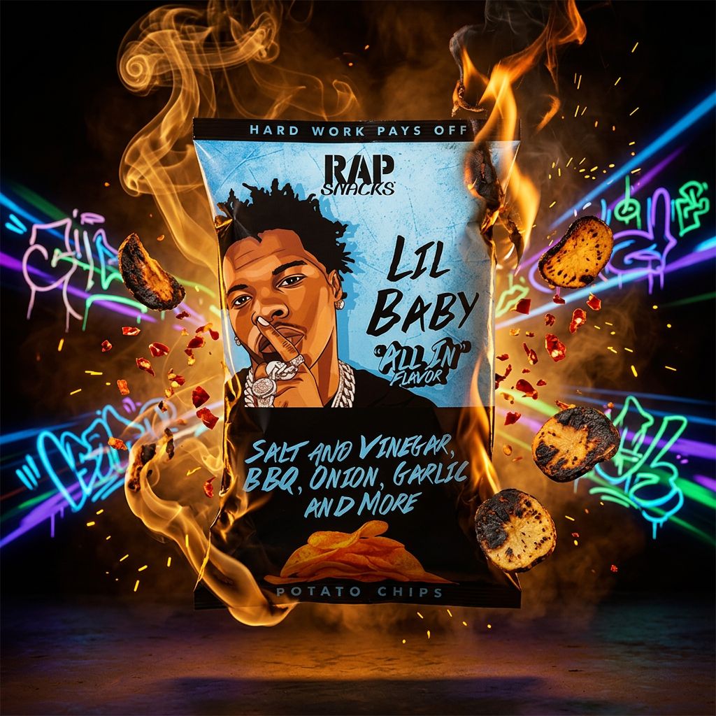 Rap Snacks Lil Baby All In chips fumées épicées américaines importées, disponible sur My American Shop