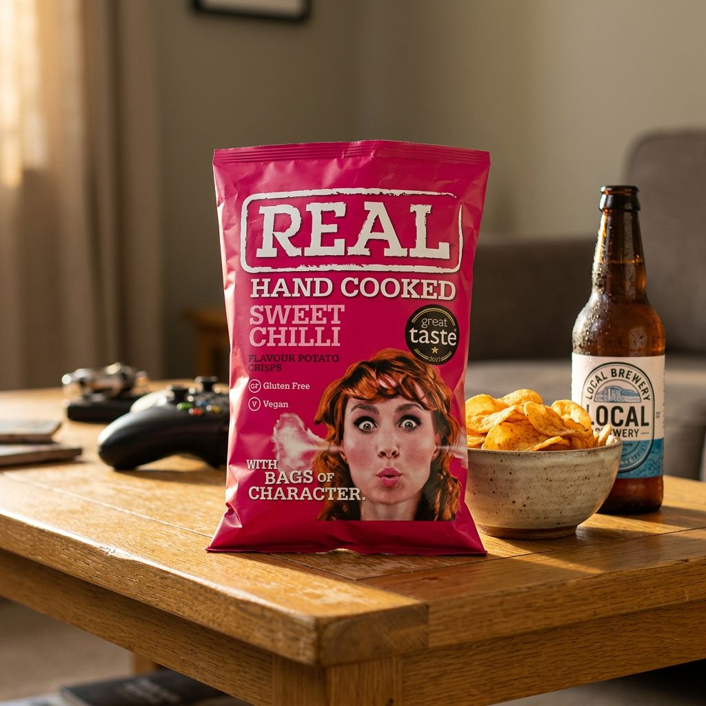 Chips Real Crisp Sweet Chilli piment doux, snack importé croustillant aux épices, disponible sur My American Shop
