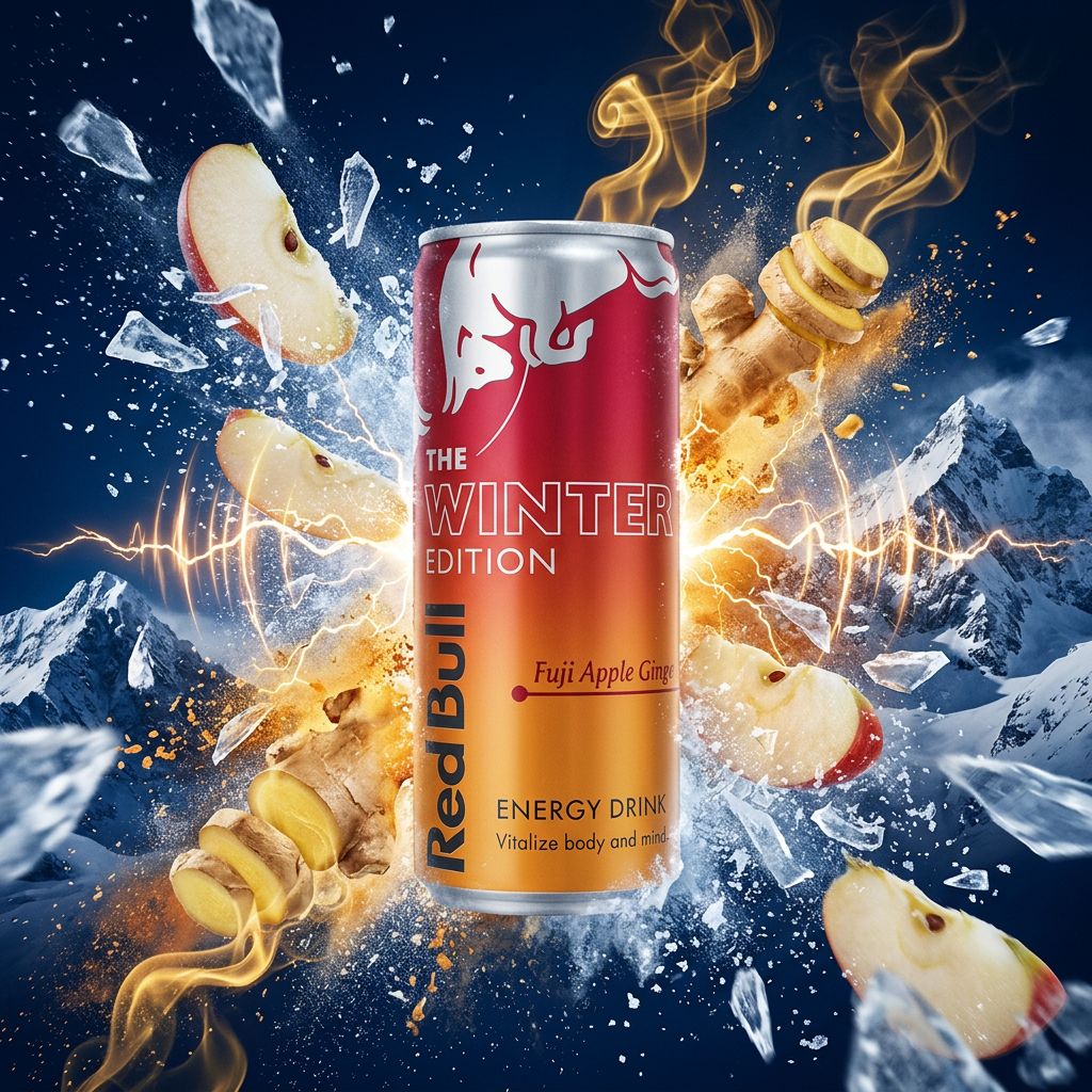 Red Bull Winter Edition Fuji Apple Gingembre, canette 250ml édition limitée hivernale importée, disponible sur My American Shop